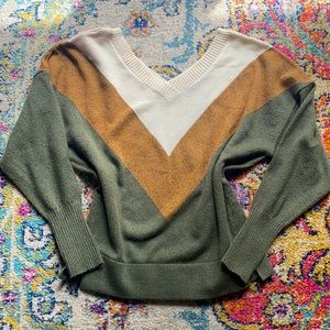 New Prana Tri-Color Sweater SMALL Deep V